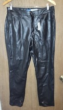 Old Navy Womens High-Rise O.G. Straight Leg Faux Leather Pants Black Size 10