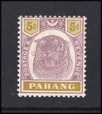 M27137 Malasia Pahang 1895 5cDull Purple/Olive Yellow m/m Sg 16 Cat �55