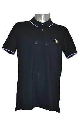 Paul Smith Ps Zebra Patch Schwarz Herren Polohemd  M  Slim Fit Brandneu