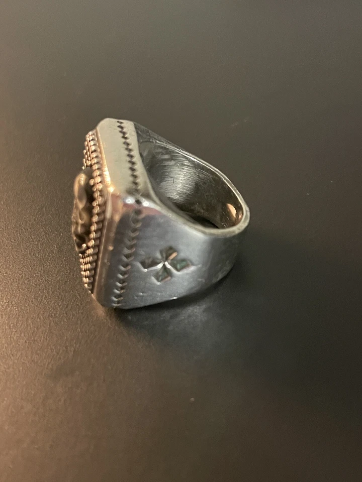 King Baby Sterling With Black Jet Skull Ring Size 11 1/2 Over 2oz. - Image 3 of 4