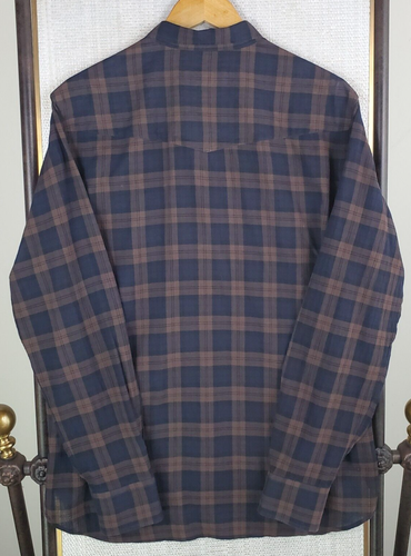 OFFICINE GENERALE PARIS Mens Sz Large Ultralight Cotton Sport Shirt Blue Plaid - Picture 6 of 19