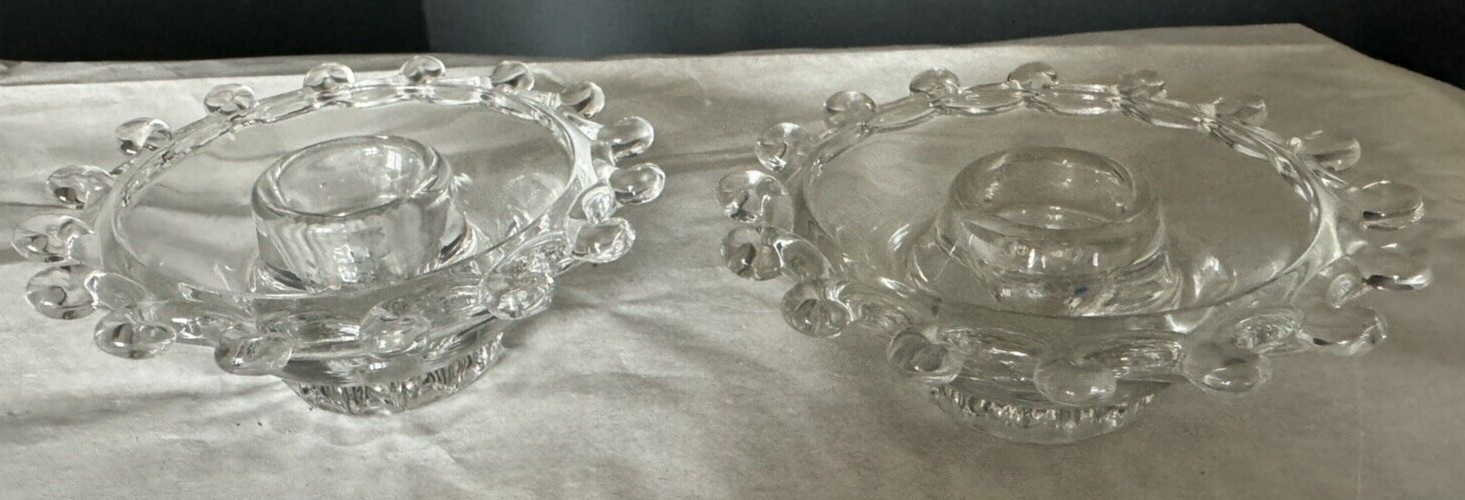 Vintage Pair of Crystal Heisey Lariat Single Light Candlestick Holders Classic