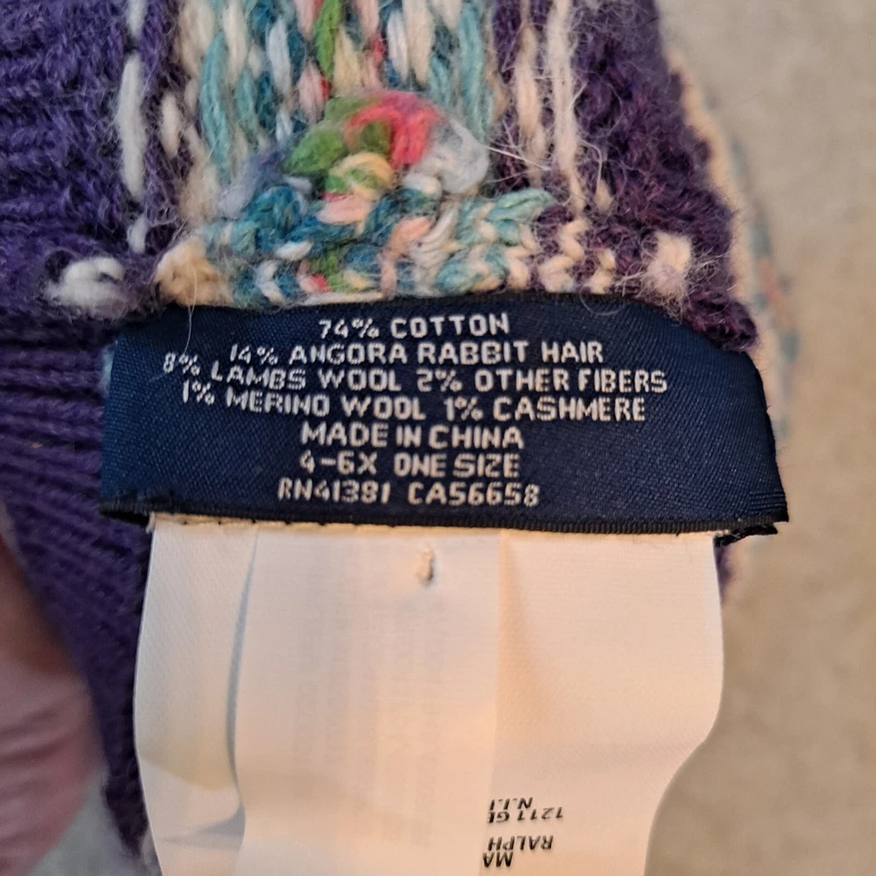 Lauren Ralph Lauren Beanie  Cable Knit Wool Angora Cotton Blend Fair Isle Beanie - Image 4 of 4