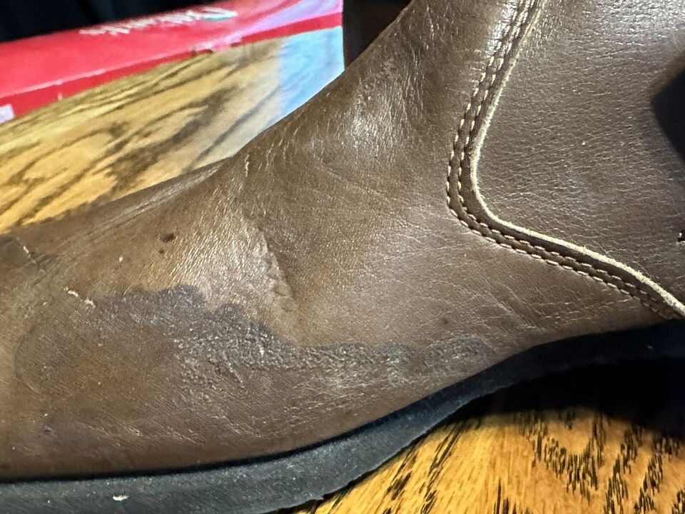 Vintage WOLVERINE TOP GEAR Striped Motorcycle Racing Boots 10 Brown