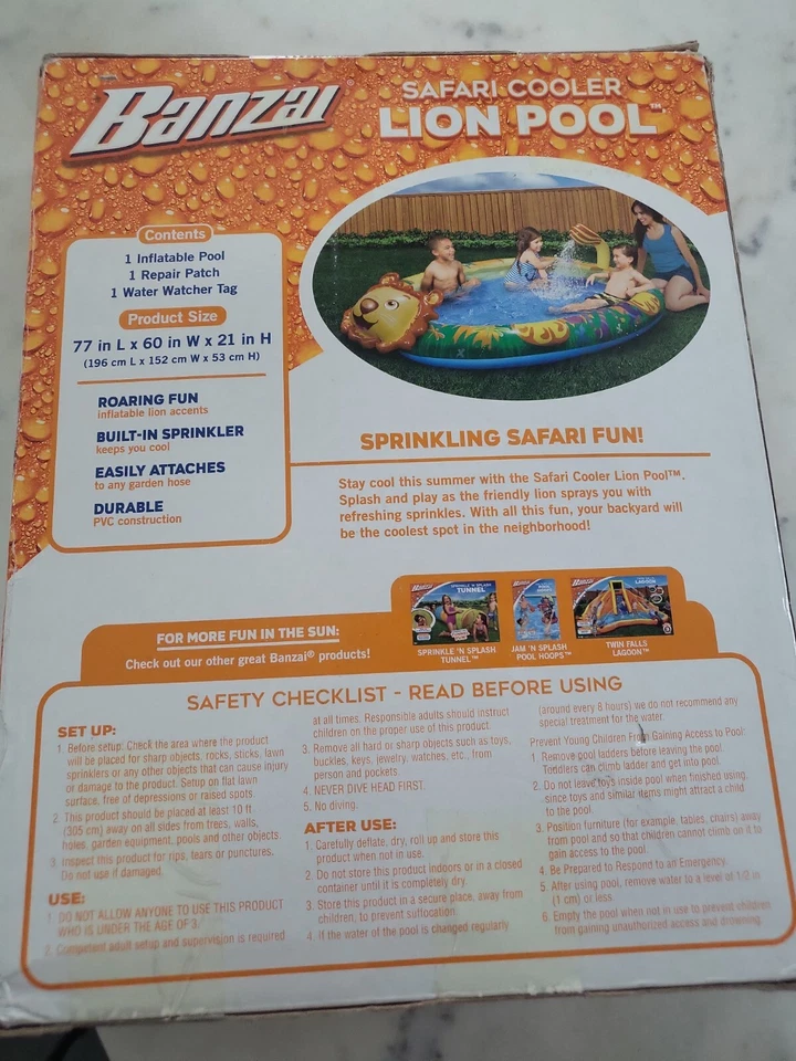 BANZAI INFLATABLE KIDDIE Lion Pool 3t Age New - Image 3 of 3