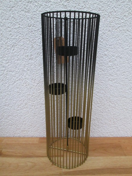 Teelichthalter 3Er Teelichter Aus Metall Schwarz/Gold (B/H/T) 12X34X12Cm Deko-image