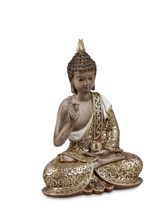 Buddha Gartendeko Klassik Gold Garten Figur Geschenk 24 cm