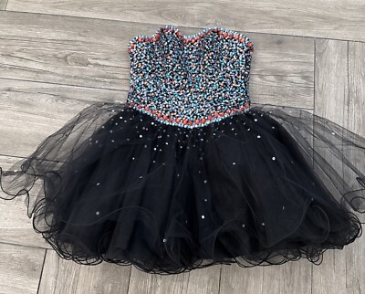 Bedazzled Beaded Sequin Prom party dress size 0 Mari Lee by Madeline  Gardner | eBay