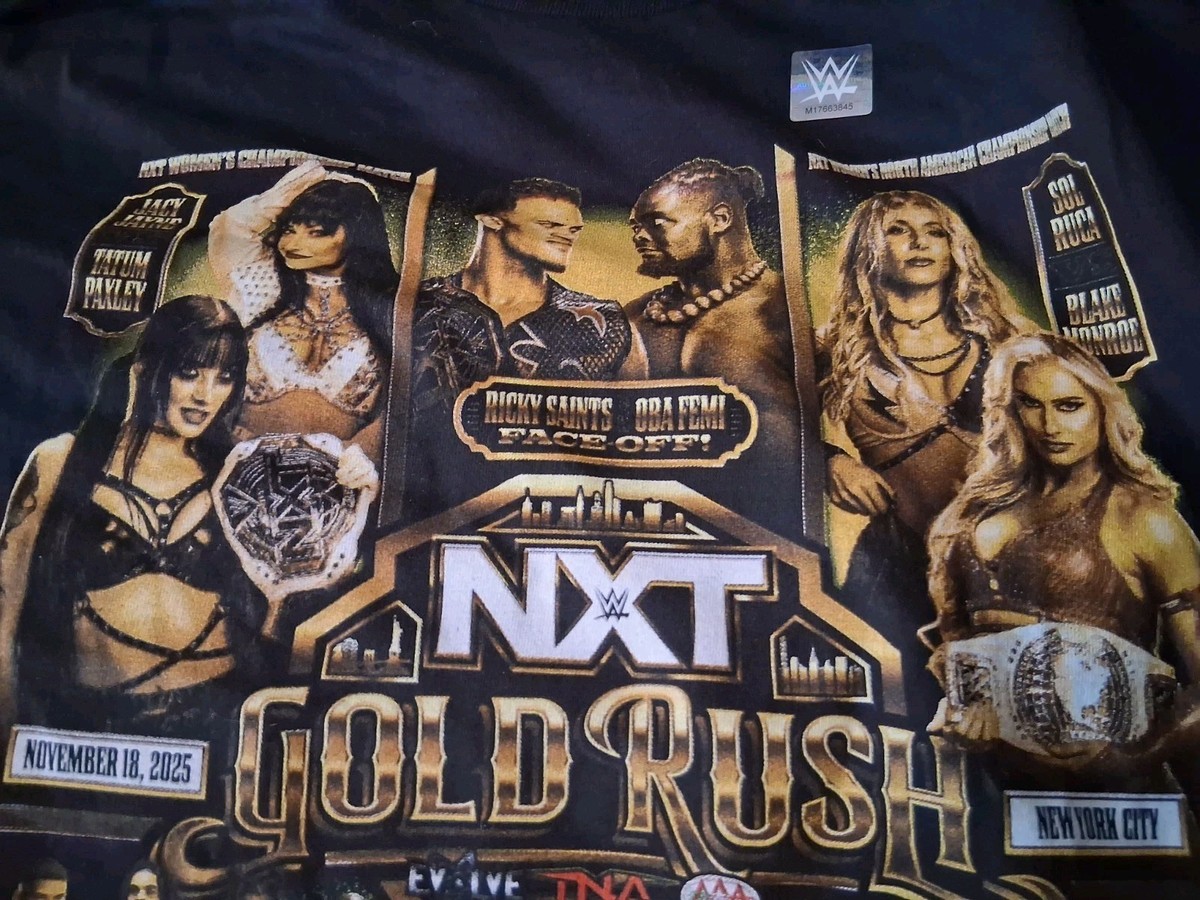 NXT GOLD RUSH 3XL T-SHIRT EVENT EXCLUSIVE SOL RUCA JOE HENDRY OBA