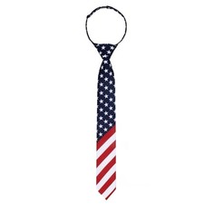 Boys Black Tie Pre-tied Adjustable Kids Solid Z03-usa Flag Stars and Stripes