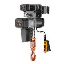 5 Ton Electric Chain Hoist w/Trolley, 1 Speed, 208~240V / 440~480V 3ø 60Hz 30ft