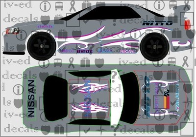 Skyline R34 #143  1/64  WHITE TONER Waterslide Decal for Hot