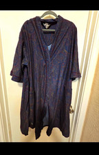 Alexander Lloyd Men's Blue Paisley Cotton Robe L Belted Pockets Tie