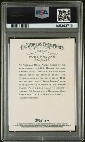 2019 Topps Allen & Ginter Gold Hot Box Parallel #176 Post Malone PSA 10 A&G MT - Picture 3 of 4