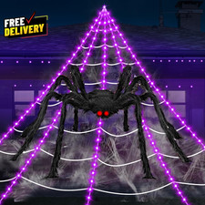 Halloween Decorations Outdoor Spider Web Lights 23Ft 350 LED Light up Spider....