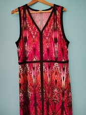CHICOS Pink, Black & Orange MAXI Dress Sleeveless Size: 12 (chicos 3)