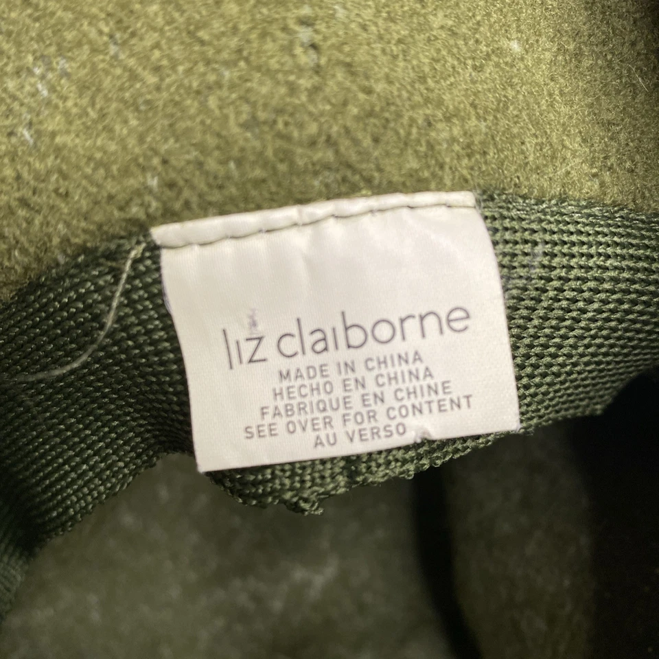 Sombrero de cubo Liz Clairborne para mujer talla única verde oliva negro lazo 100 % lana Foto 4 de 4