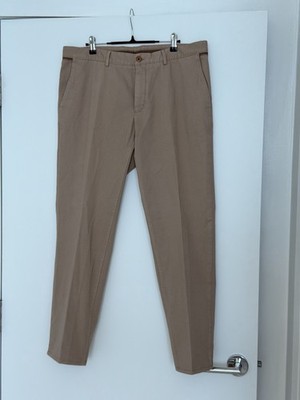 Massimo Dutti Men's Beige Slim Fit Chino Pants Cotton Twill Tapered Size 38