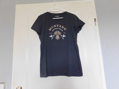 Damenbekleidung Mustang Gr.L graues T-shirt mit Frontaufdruck gebraucht