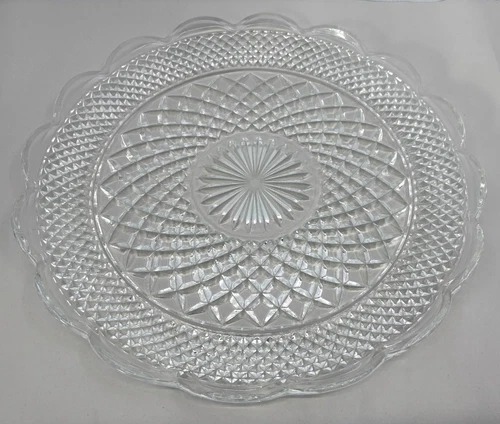 Vintage 1962-1998 Cupped Edge Torte Plate Wexford Pattern by Anchor Hocking