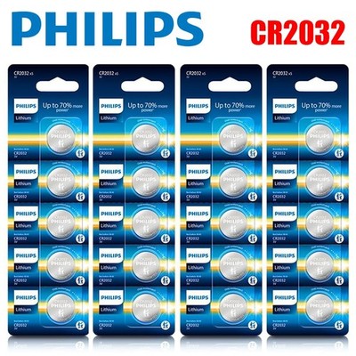 20Pcs -100Pcs PHILIPS CR2032 3V Lithium Coin Cell Button Battery CR 2032 ECR2032