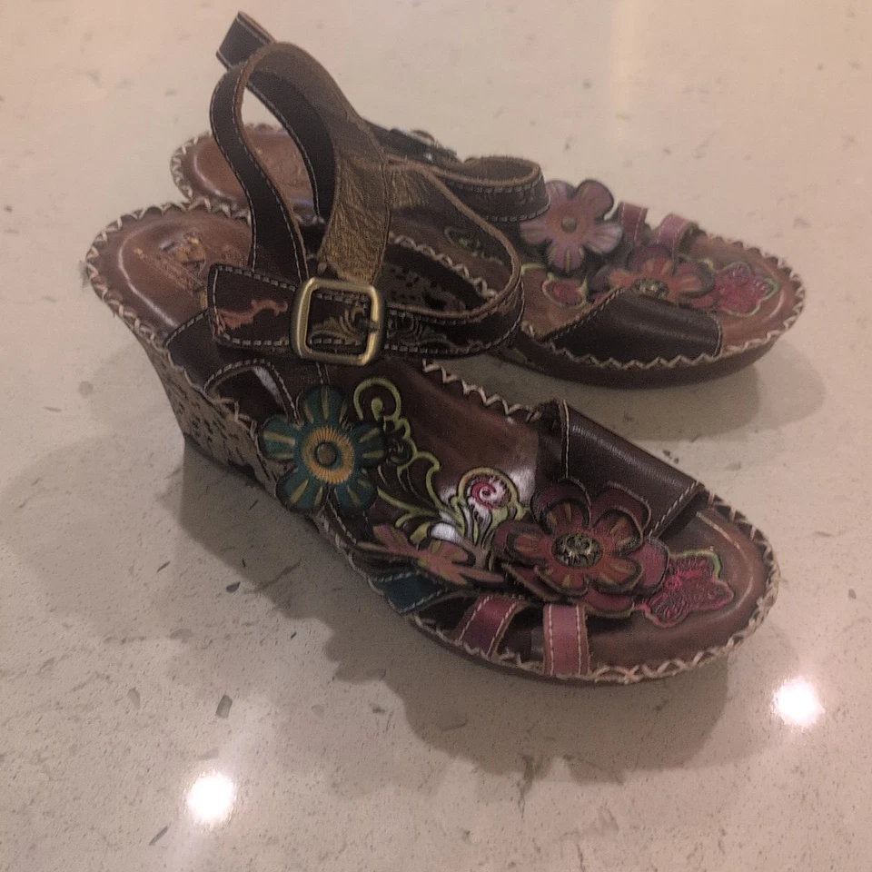 Spring Step L'Artiste Strap Wedge Sandals Heel Women SIZE 36 - Image 2 of 4