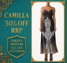 CAMILLA Istanbul Animalia Lace Splice Bias Long Dress Size S RRP $995