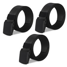 3PCS Men's Nylon Tactical Belt, Black, 47in 44in Waist 