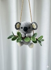 Koala Crochet Car Hanging, Cute Amigurumi Rearview Mirror Charm