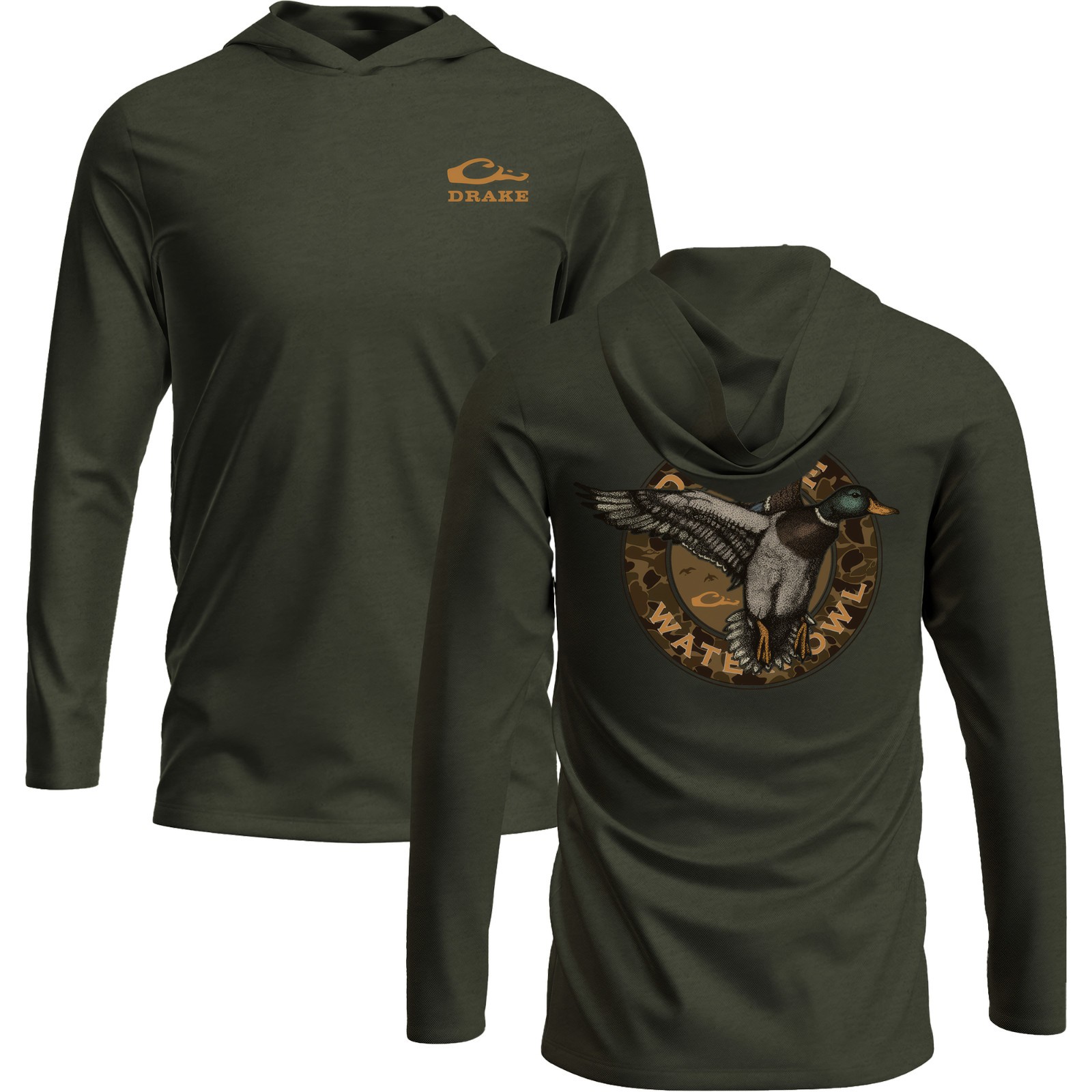 Drake Waterfowl Circle Mallard Long Sleeve Graphic Hoodie T-Shirt