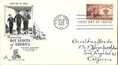 Jungen Scouts National Jamboree Valley Forge Juni 30, 1950 Post Cover FDC
