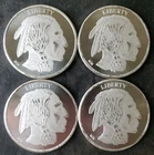 Lot of Four MM 1oz Silver Buffalo Rounds