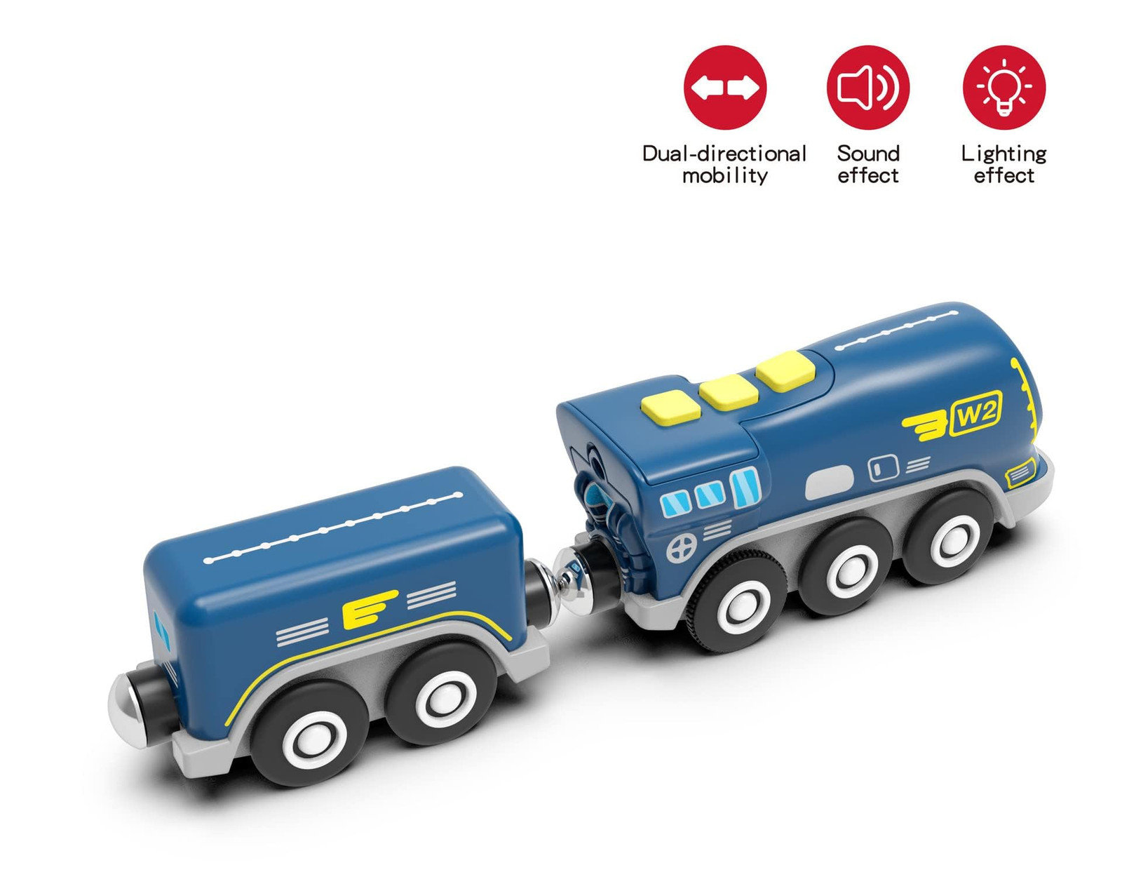 Battery Operated Locomotive Train for Wooden Tracks, Powerful Engine Toy Trai...