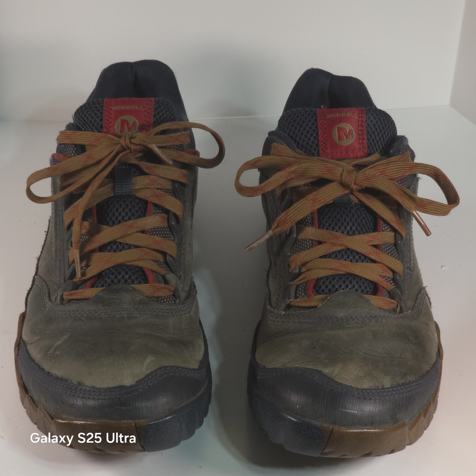 MERRELL J21237 scarpe outdoor casual nere pelle blu rosse da uomo taglia 10 5 escursionismo