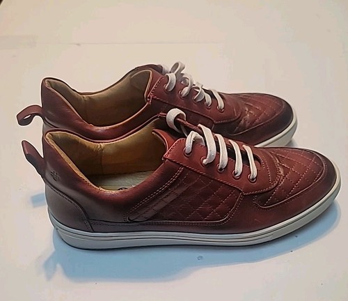 Marc Joseph Burgundy Quilted Leather Sneakers Handcrafted Size 11. BU5276 - Picture 2 of 4