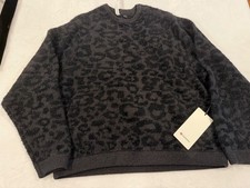 lululemon Wool-Blend Jacquard Sweater Knit Leopard Graphite Grey Black Size L