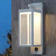 Porch Lights Outdoor Motion Sensor Wall Light LED Wall Mount Lantern White Ex...