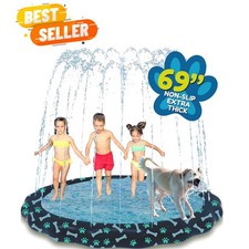 Non Slip Splash Pad for Kids Dogs, 69 Extra Large Splash Pad Sprinkler fo...