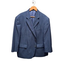 Oak Hill Mens Blue Houndstooth Blazer Sport Coat 2XL Two Button 50PR 52PR