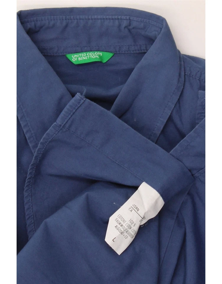 Camisa de manga corta Benetton para mujer Reino Unido 16 grande azul marino algodón AJ05 Foto 3 de 3