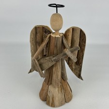 Driftwood Angel Figurine Handmade Folk Art 11  Rustic Primitive Boho Coastal