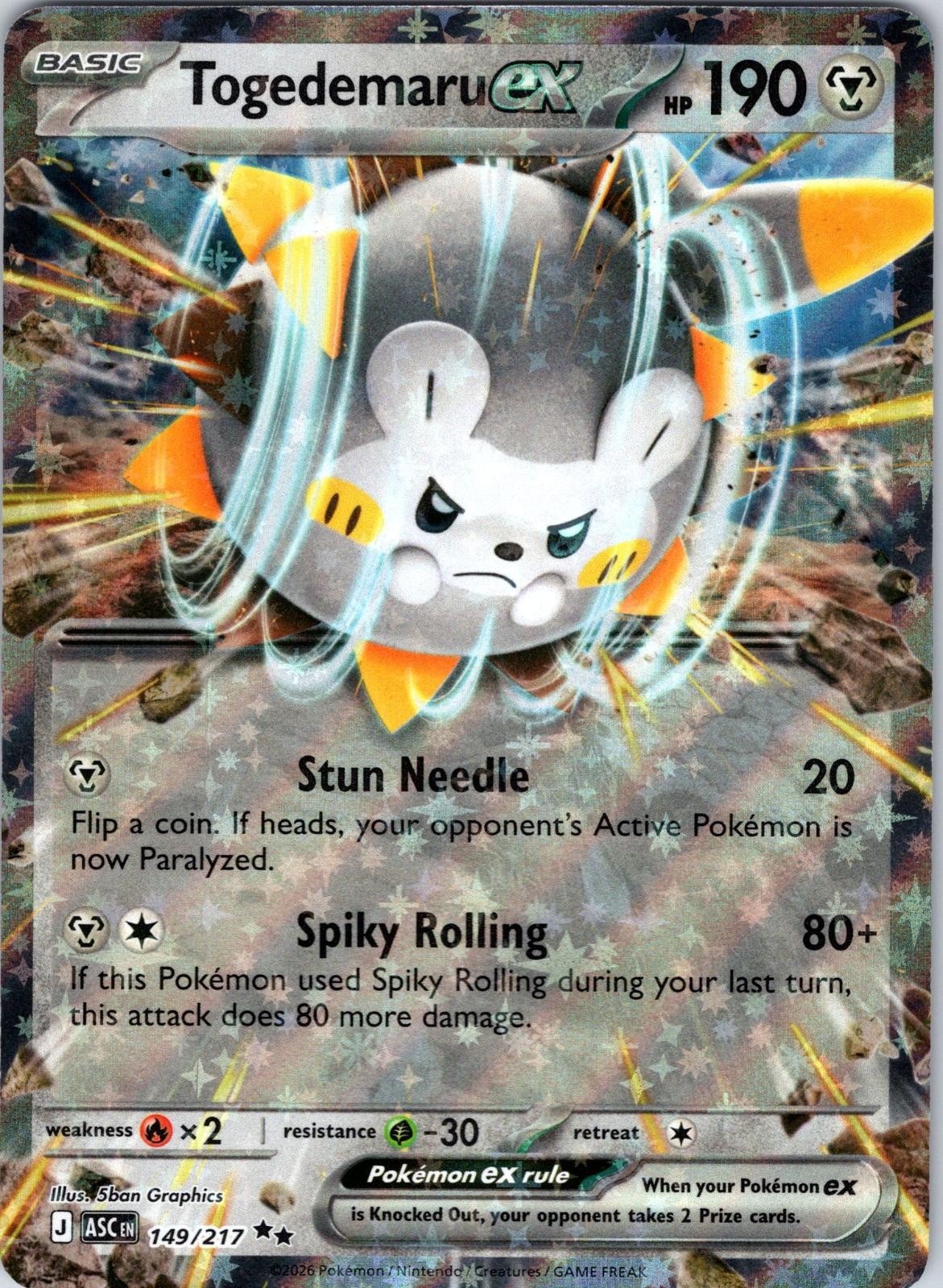 Togedemaru ex 149/217 Double Rare Ascended Heroes Pokemon Holo Near Mint