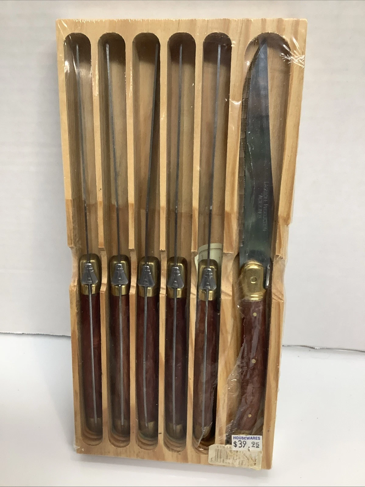 vtg Laguiole 6 Steak Knives Made in France Wood Tray new in original Packaging
Opens in a new window