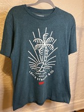 Levi's T-Shirt Women's Medium Green Retro Graphic Print Palm Tree Sun Logo