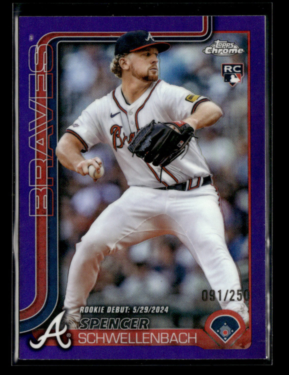 Spencer Schwellenbach RC 2025 Topps Chrome Update Rookie Debut Purple 091/250