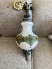 L & L WMO 1970s HANGING LIGHT FIXTURE APPLIED ROSES HOLLYWOOD REGENCY