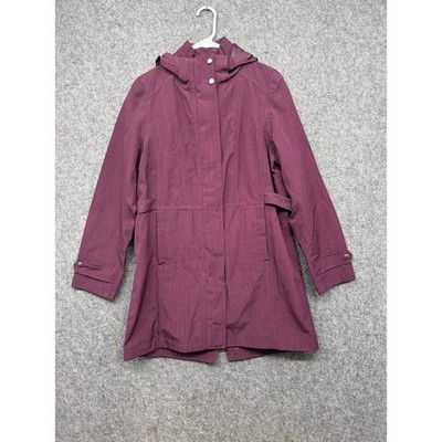 Kirkland Signature Womens Burgundy Hooded Trench Coat Jacket Plum Size Medium