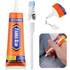 Fabric Glue Permanent, 60 ML Washable Clear Clothing Glue, Super Fabric