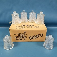 In Original Box 6 Clear Glass Diamond Point Votive Light Candle Holders Homco