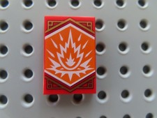 Lego 1 x piastrella 26603pb299 2x3 rosso letto   Striscione Ninjago 71782